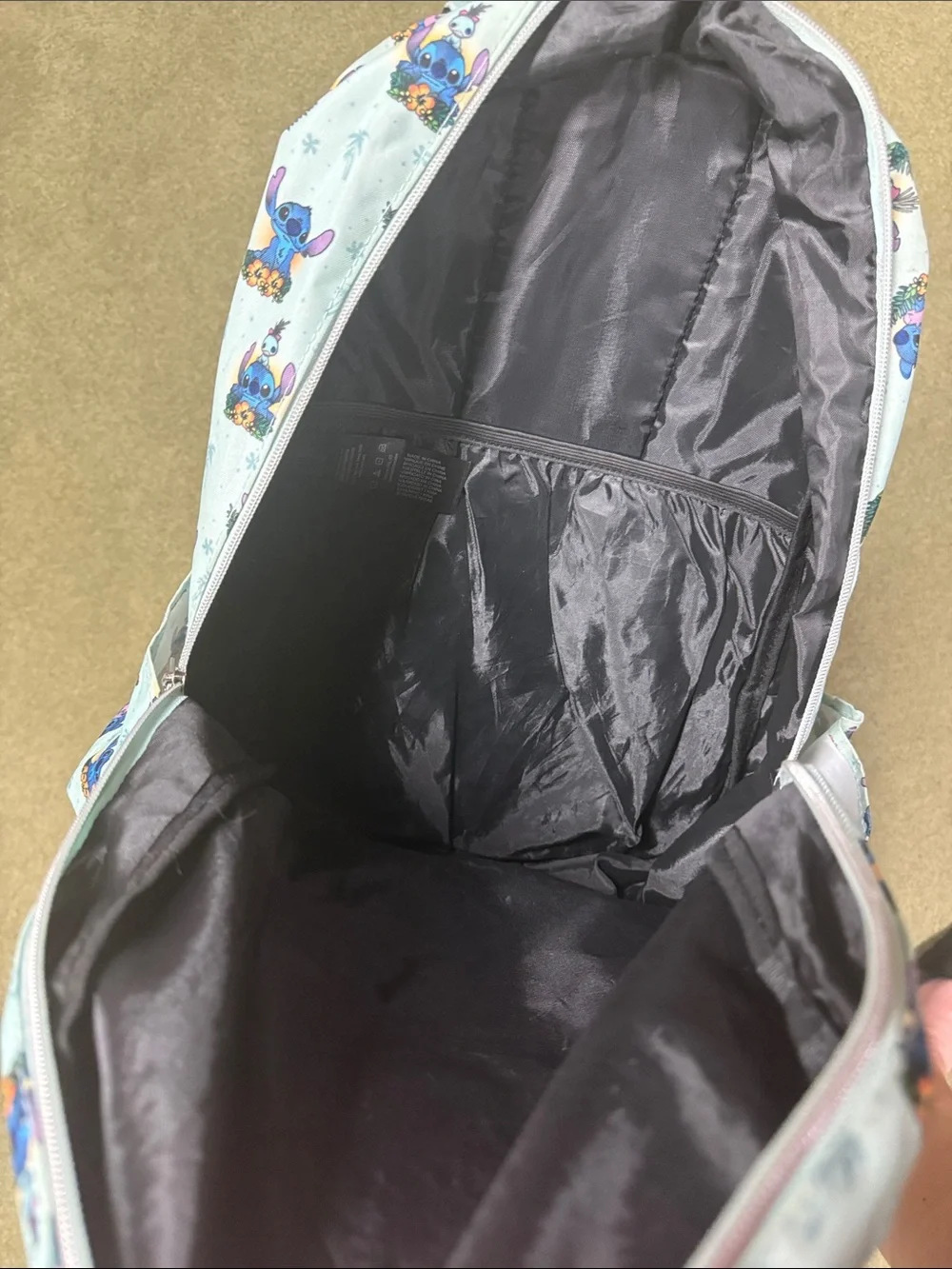 Loungefly White and Light Blue Stitch Pattern Kids Backpack